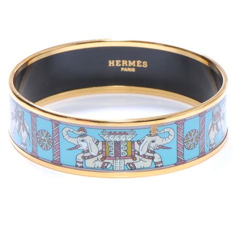 hermes print enamel bracelet elephants